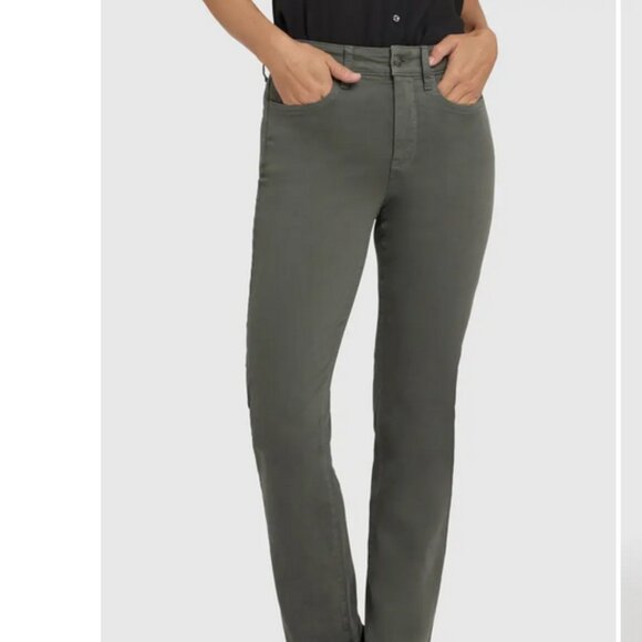 NYDJ LiftTuck Techology Slim Denim Jeans, Dark Olive Green, Size 12 - Picture 1 of 7